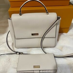 Cream Kate Spade Crossbody Leather Bag and Wallet